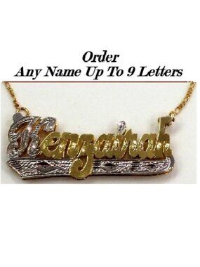 Personalized 3D Double Plate Name Necklace – Custom Gold or Two Tone Nameplate-a